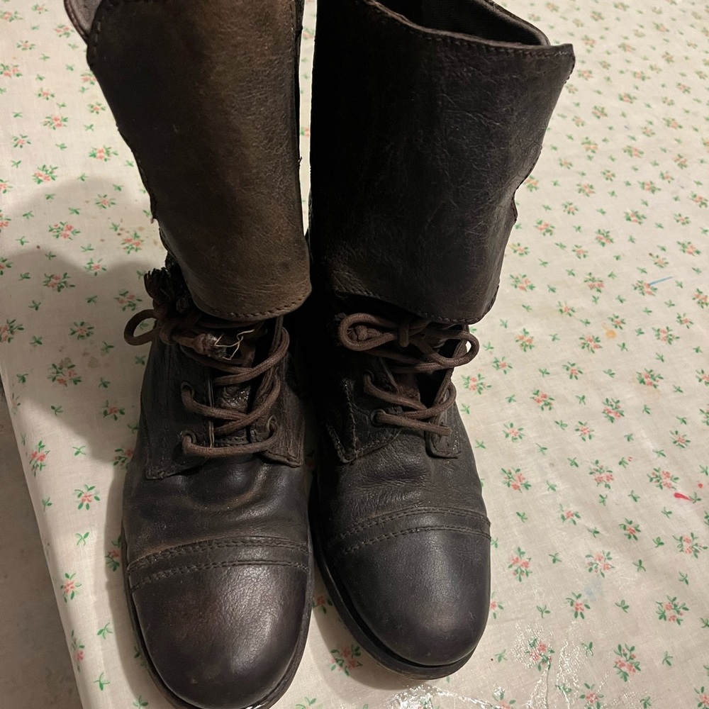 All saints Dark Brown Leather Boots .